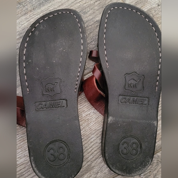 Camel Israel ATARA DAISY Handmade Leather Sandals Strappy Slip On Honey Brown - Picture 7 of 9